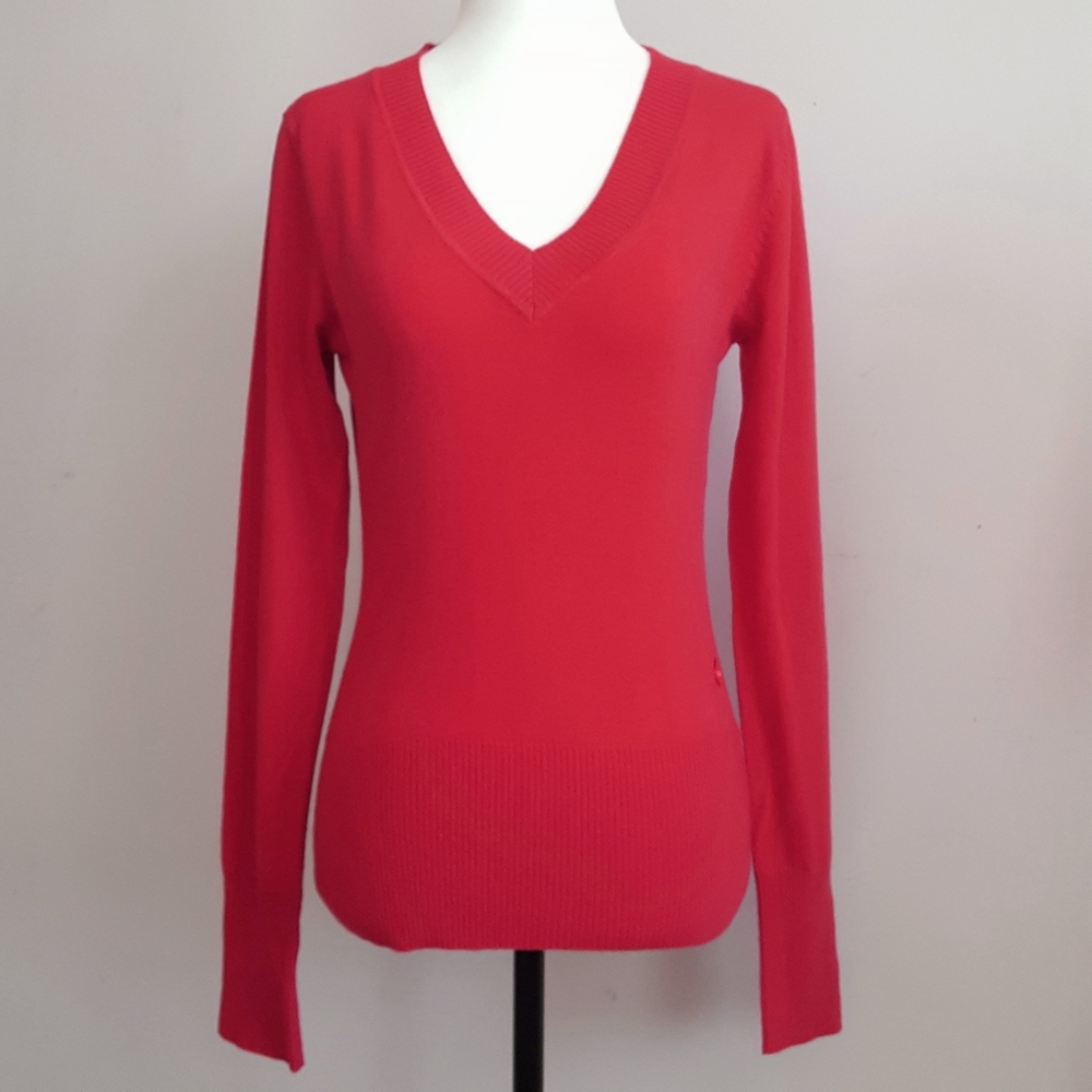 Red V-Neck Sweater Size Medium